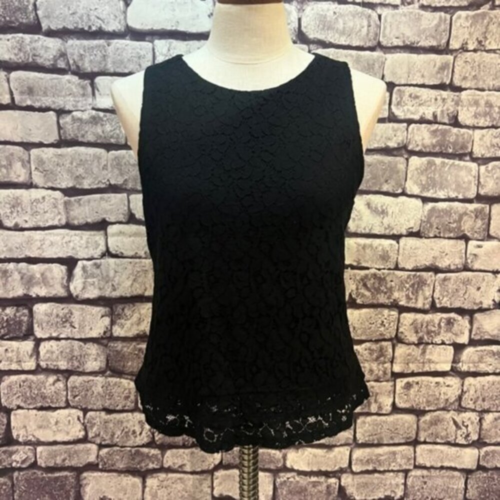 Banana Republic Black Lace Fully Lined Sleeveless Blouse Size Medium